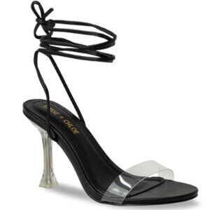 Chase + Chloe Black and Clear Strappy Heels